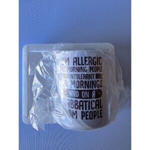 Im Allergic To Morning People Ceramic Coffee Mug 11 Oz White With Black Text